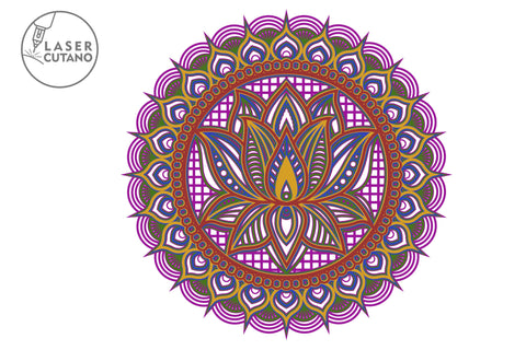Mandala Lotus Multilayer Laser Cut Files, Round Sign SVG, 3D Designs SVG LaserCutano