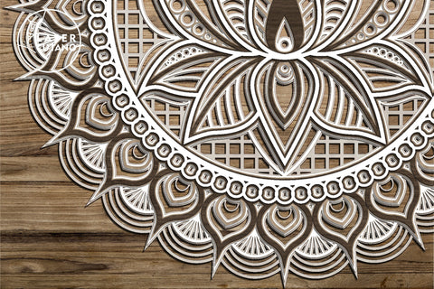 Mandala Lotus Multilayer Laser Cut Files, Round Sign SVG, 3D Designs SVG LaserCutano
