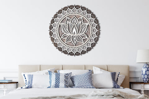 Mandala Lotus Multilayer Laser Cut Files, Round Sign SVG, 3D Designs SVG LaserCutano