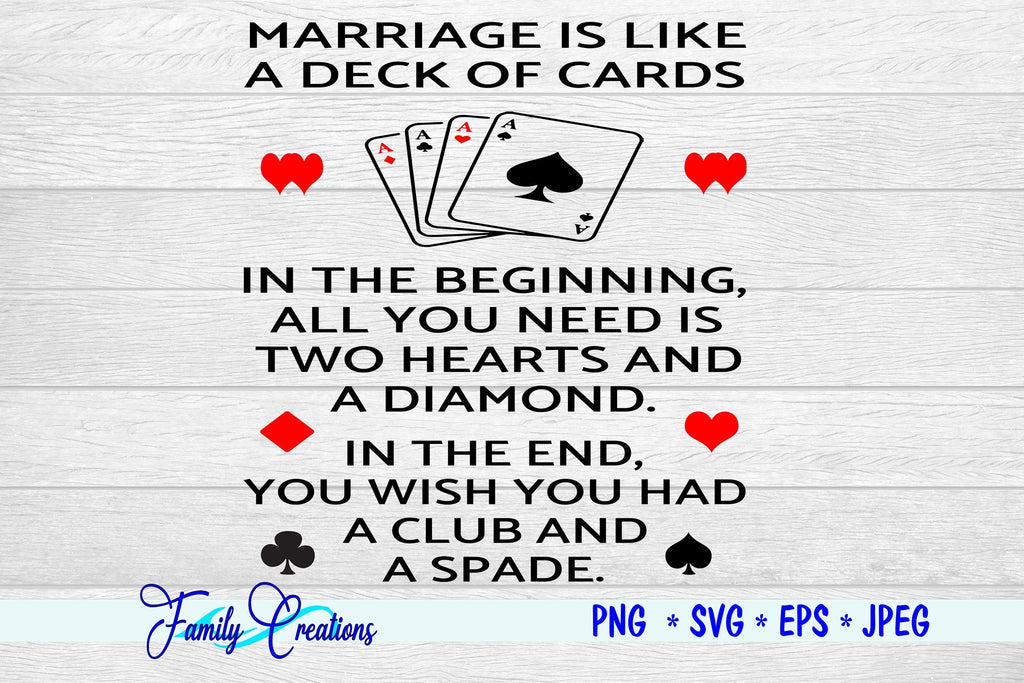 Targa Metallica Divertente Per Matrimonio - "Marriage Is Like A Deck Of Cards" 30,5x20,3 Cm