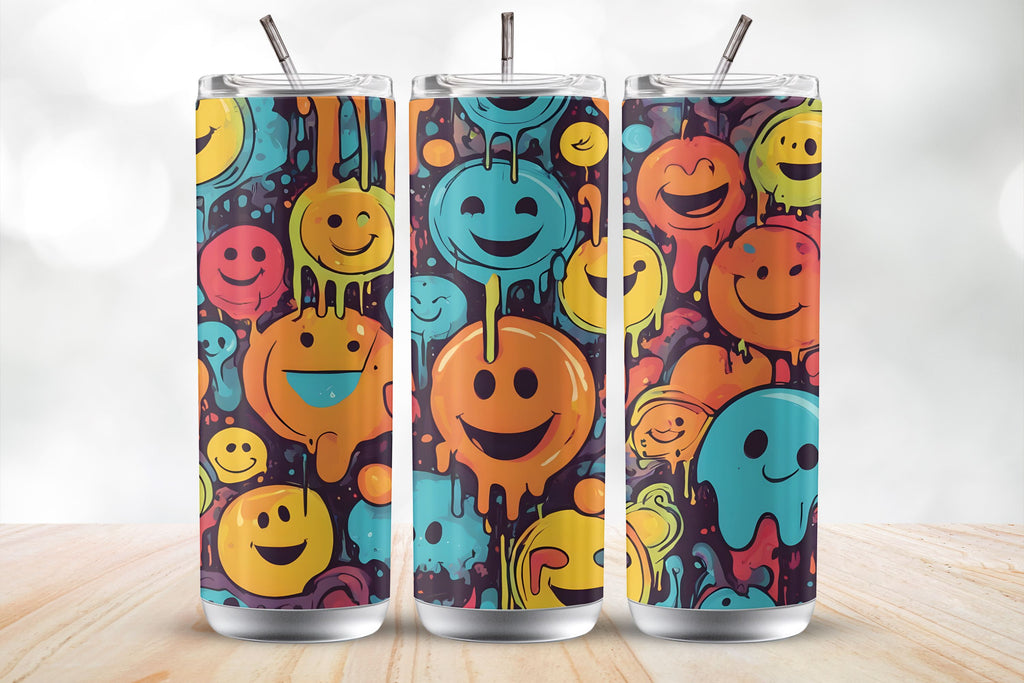 Smiley Face Tumbler Wrap Design For 20 oz