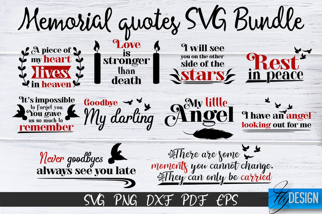 Memorial Quotes. Memorial Quotes Svg. Memorial Bundle - So Fontsy