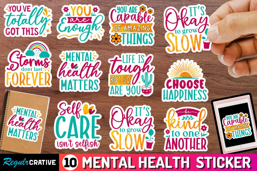 Mental Health Stickers Bundle - So Fontsy