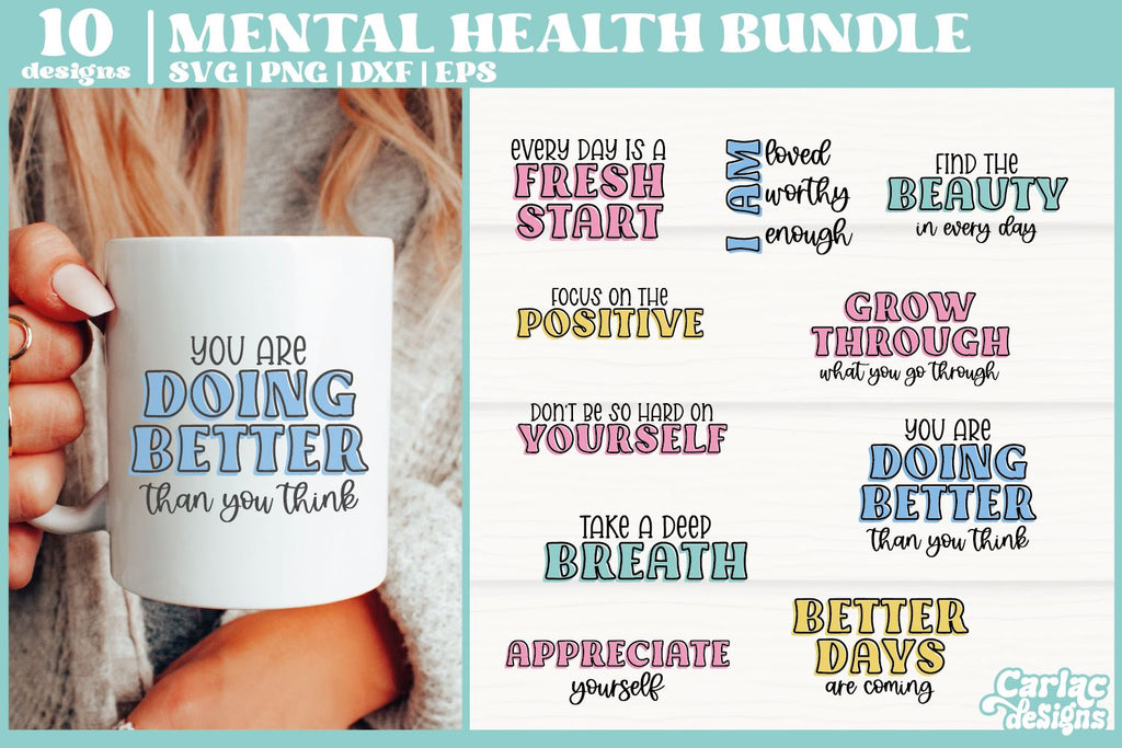 Mental Health SVG Bundle | Motivational SVG Bundle - So Fontsy