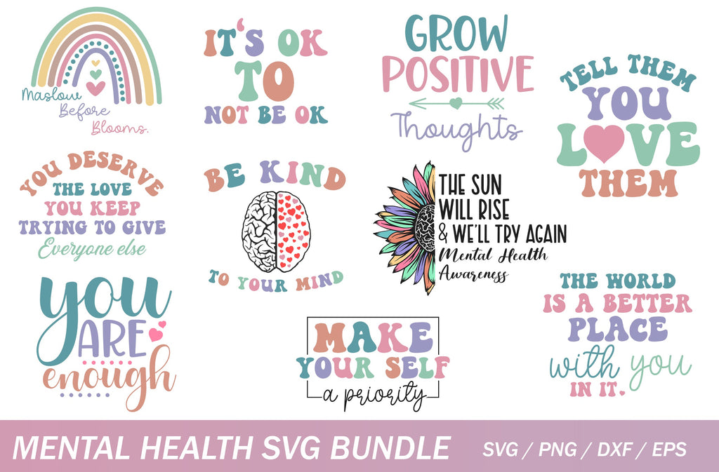 Mental Health Svg Bundle - So Fontsy