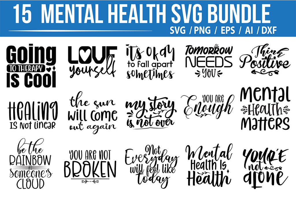 Mental Health SVG Bundle - So Fontsy