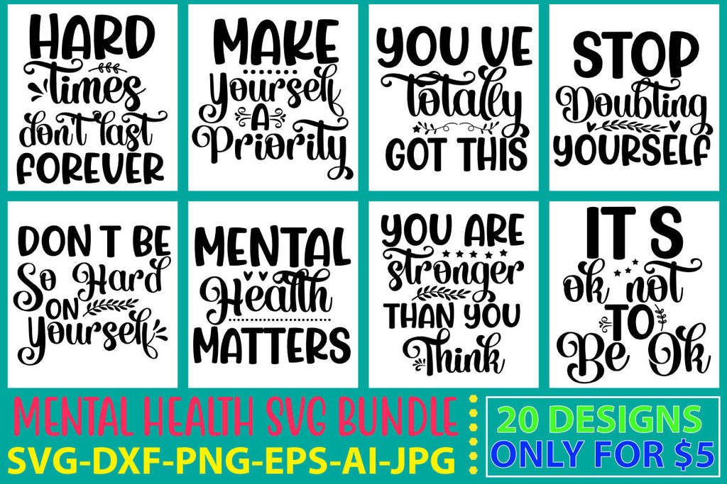Mental Health Svg Bundle - So Fontsy