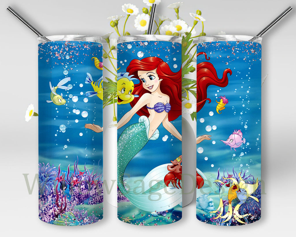 Little Mermaid Tumbler Design, 20 Oz Skinny Tumbler Design, Sublimation  Image, Tumbler Wrap, Little Mermaid Cup, Little Mermaid Sublimation 