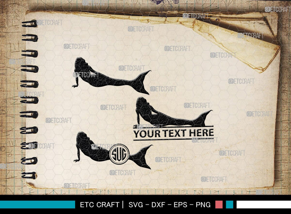 Mermaid Monogram, Mermaid Silhouette, Mermaid SVG, Little Mermaid Svg