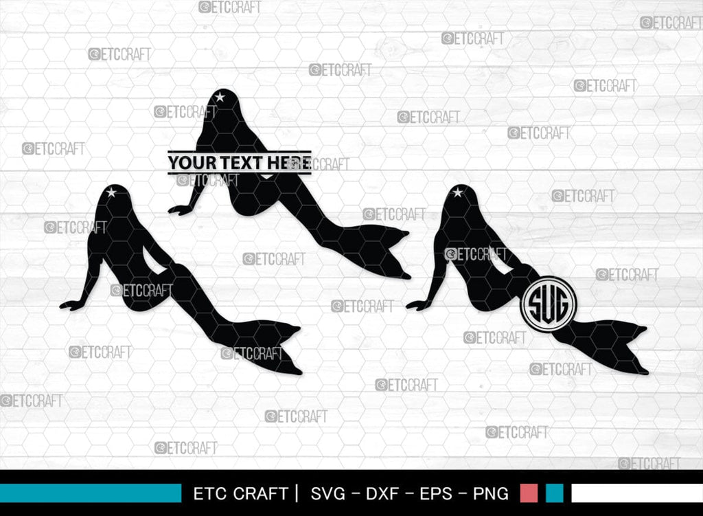 Mermaid Monogram, Mermaid Silhouette, Mermaid SVG, Little Mermaid Svg