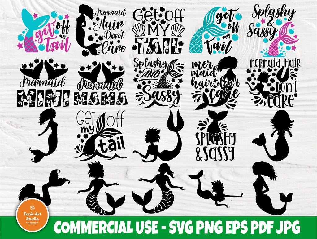 Mermaid SVG Bundle, Mermaid Tail, Mermaid Party - So Fontsy