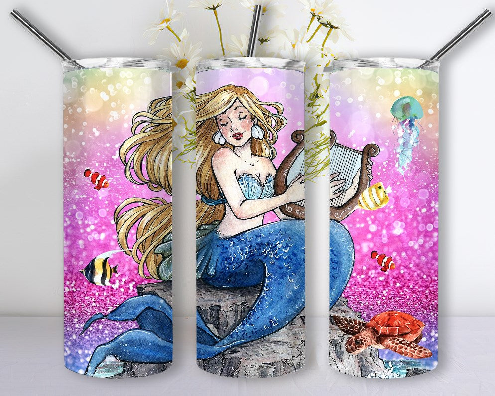 Mermaid Tumbler 20 oz Under The Sea Skinny Tumbler , PNG tumblers - So ...