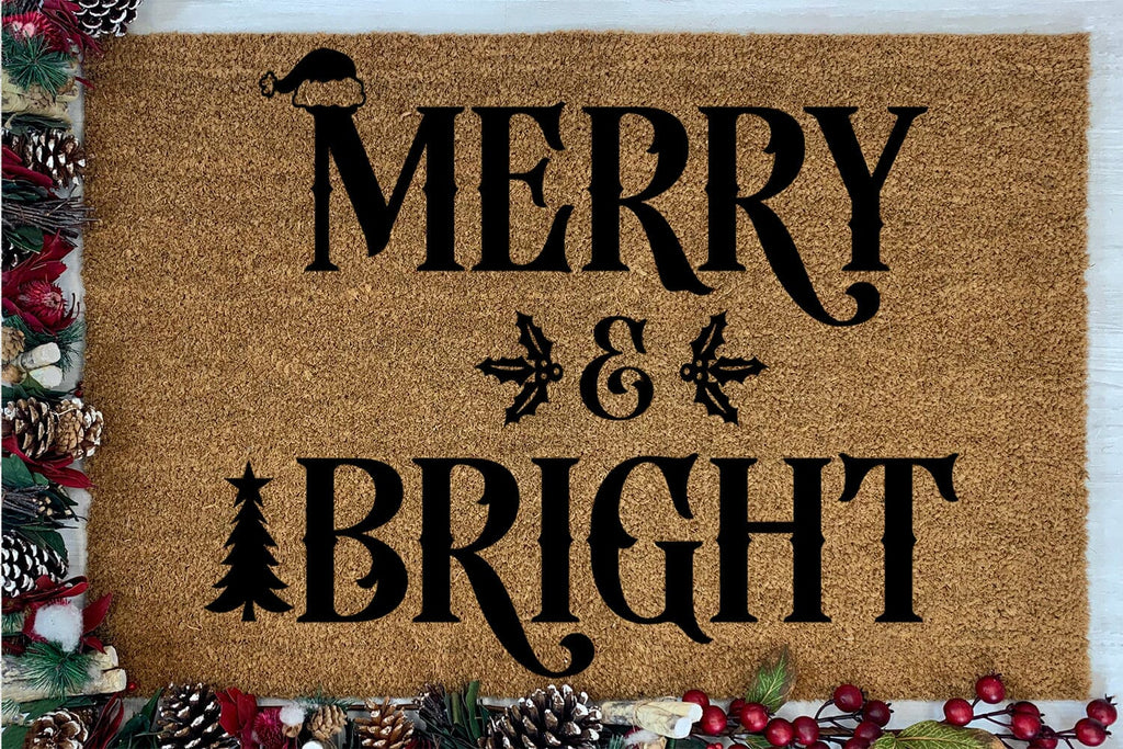 Merry and Bright SVG I Christmas Doormat SVG I Door Mat SVG So Fontsy