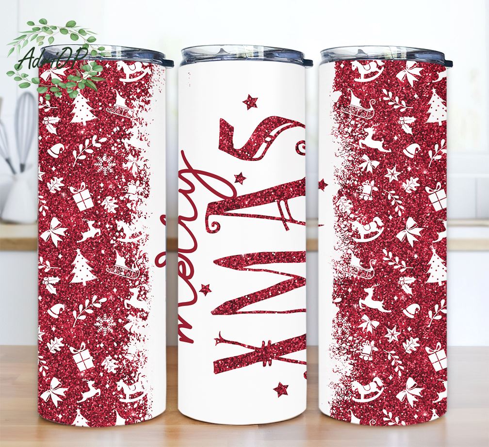 Merry Christmas Tumbler Wrap PNG, Christmas 20 oz Skinny Tumbler ...