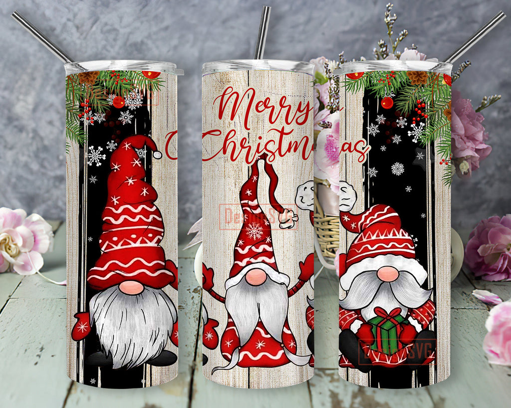 Merry Christmas 20oz Tumble Template, Christmas Gnome Tumbler Png ...