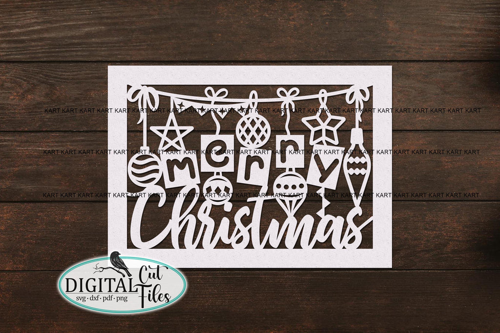 Merry Christmas card svg for Cricut laser cut digital file - So Fontsy