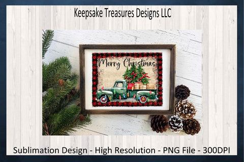 Merry Christmas Green Truck PNG, Farmhouse Pickup Truck, Rustic Christmas, Sublimation Printable PNG, Digital Download Sublimation Keepsake Treasures Designs LLC. 