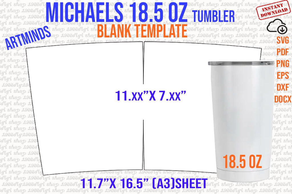 Michaels 18oz Tumbler Template Full Wrap Sublimation Template for Artminds  - So Fontsy