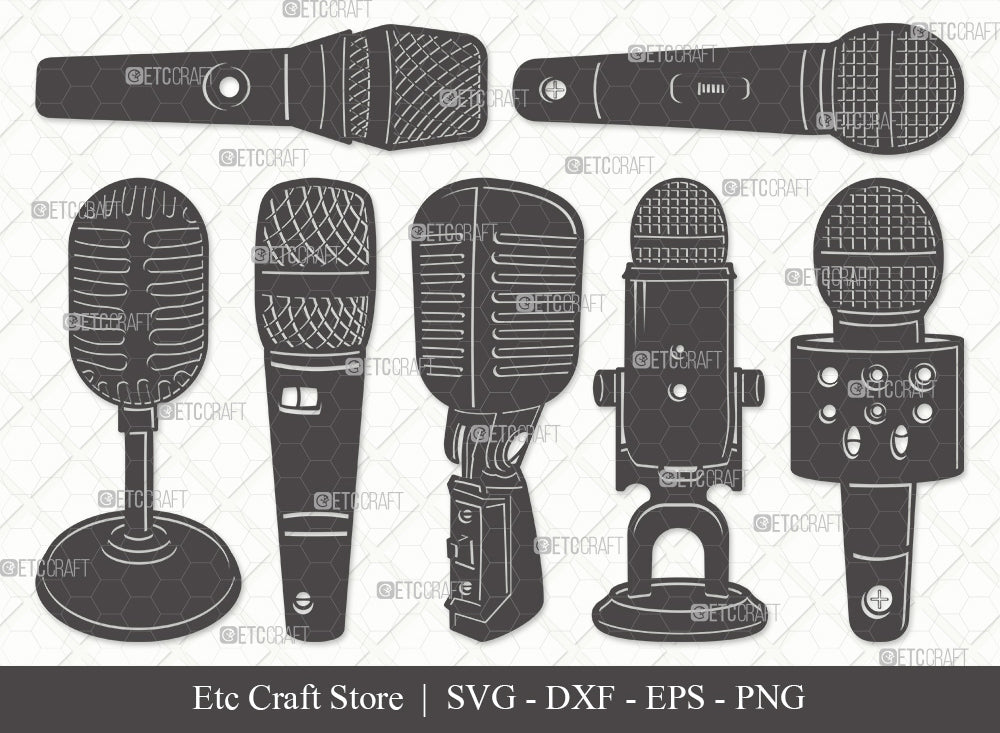 Microphone Silhouette SVG Cut File | Mic Svg | Audio Sound Svg | Sound ...