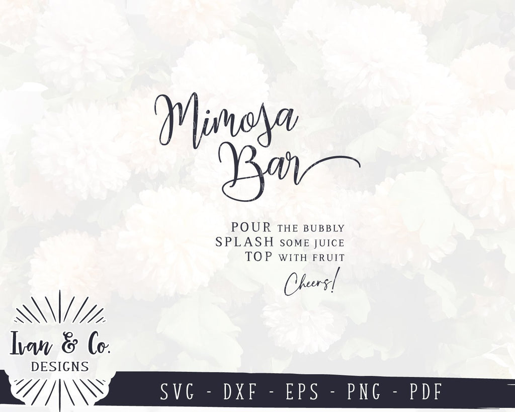 Mimosa Bar. Wedding bar sign SVG. Party decorations - So Fontsy