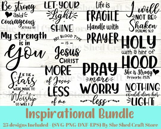 Inspirational Quote Svg Cut File Bundle, Scripture Svg, Christian Svg 