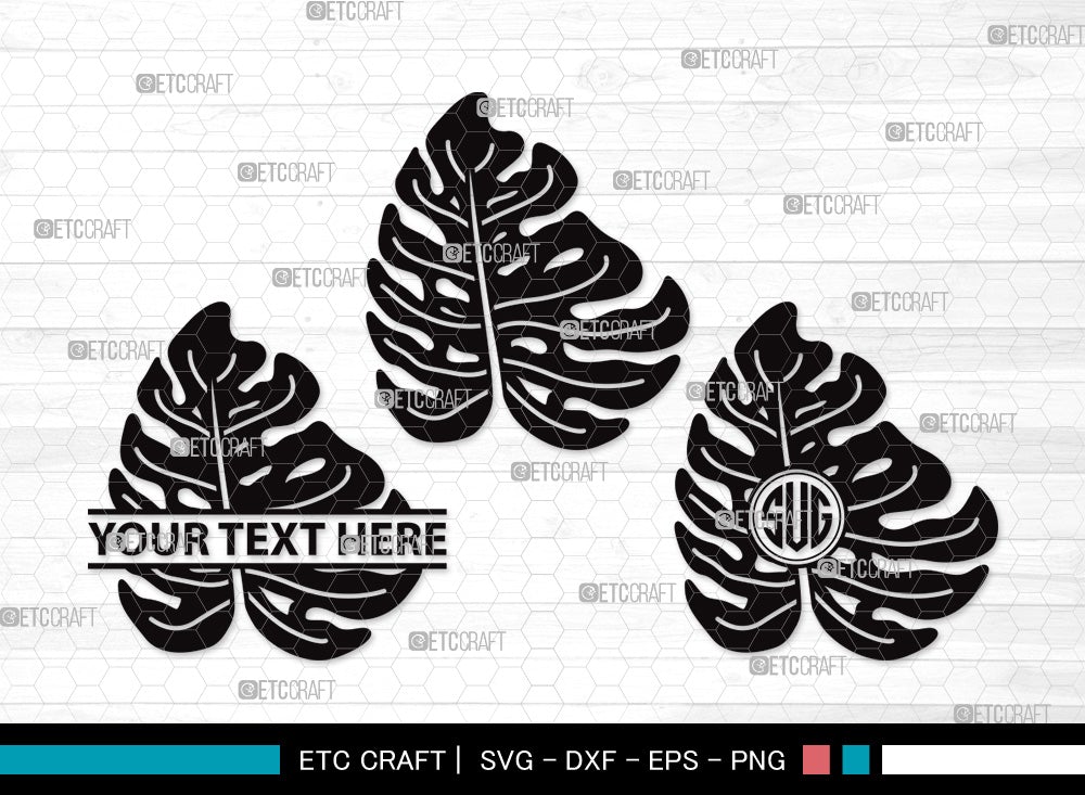 Monstera Leaf Monogram SVG Cut File | Monstera Leaves Svg | Monstera ...