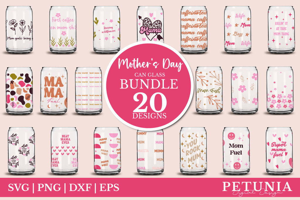 Mother's Day Can Glass Wrap SVG BUNDLE | Beer Can Glass Wrap - So Fontsy