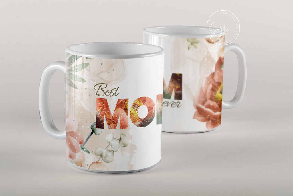 Mom Life Floral Messy Bun Hair Sublimation Mug Template, Coffee Mug Wrap,  11 & 15 Oz Mug Wrap, Cricut Mug Press Sublimation Wrap Template - So Fontsy