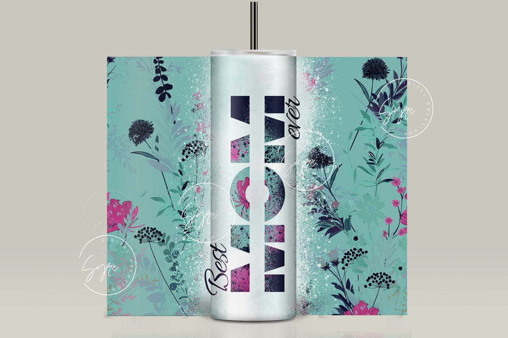 Personalized Tumbler - Mamasaurus With Green Tropical Pattern