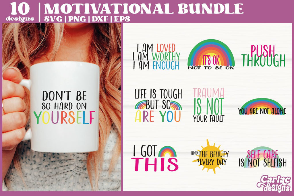 Motivational SVG Bundle | Mental Health SVG Bundle - So Fontsy