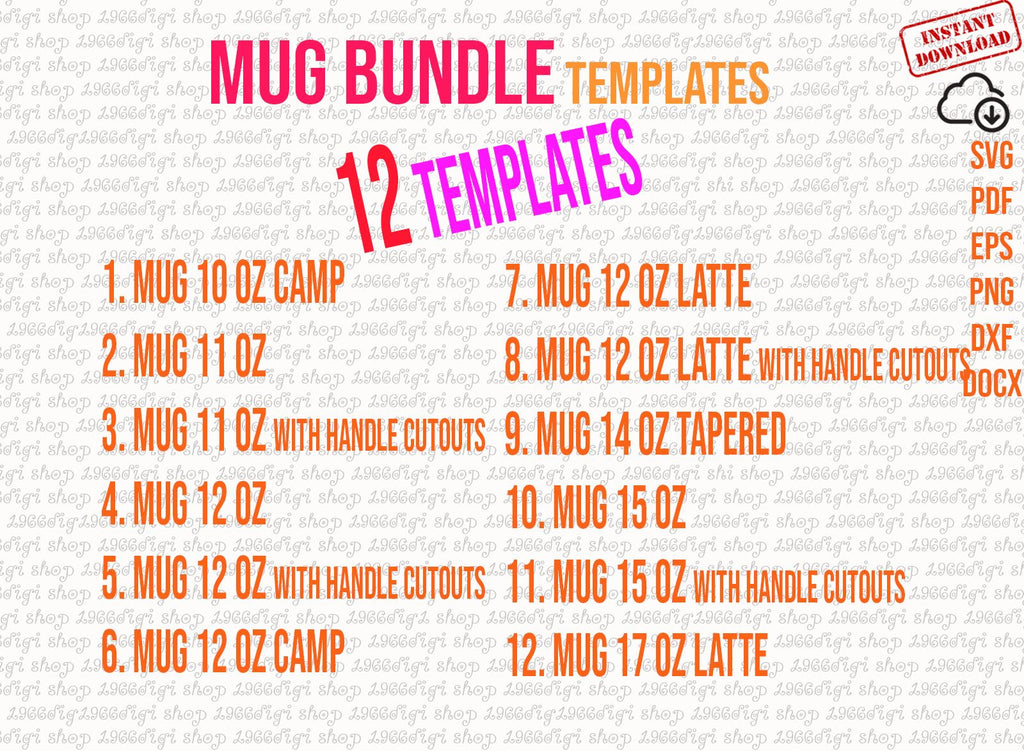 Mug Latte 12oz Template, Handle Cutouts, 12 Oz Mug Latte Template for  Sublimation Full Wrap, Mug Latte 12 Oz Svg, Cricut and Silhouette, Dxf 