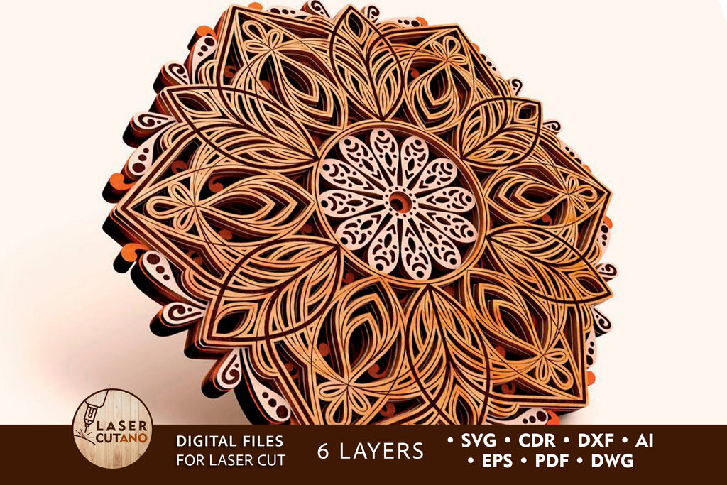 Multilayer MANDALA Cut Files for Laser Cut, Cricut, CNC Machines
