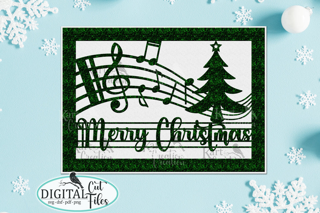 Music Christmas card svg Cricut Joy Maker Explore Air Laser cut - So Fontsy
