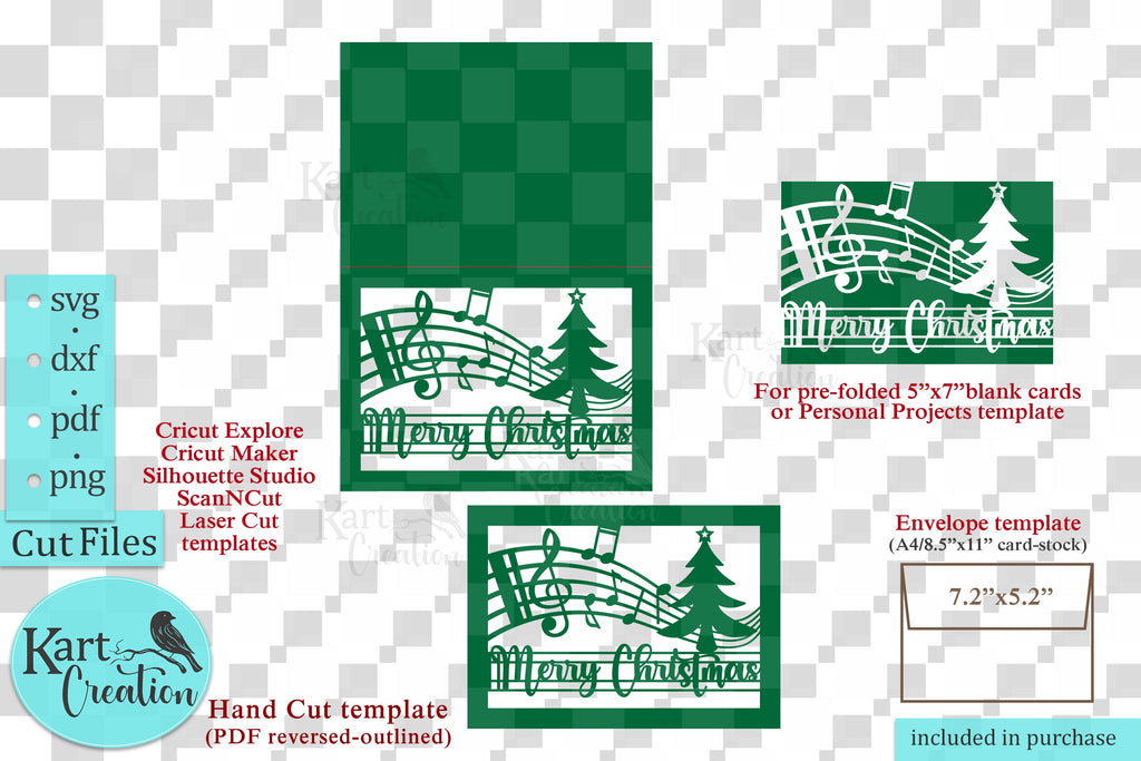 Music Christmas card svg Cricut Joy Maker Explore Air Laser cut - So Fontsy
