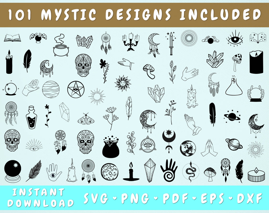 Mystical SVG Bundle - 101 Designs, Witchcraft SVG, Celestial Magic SVG ...