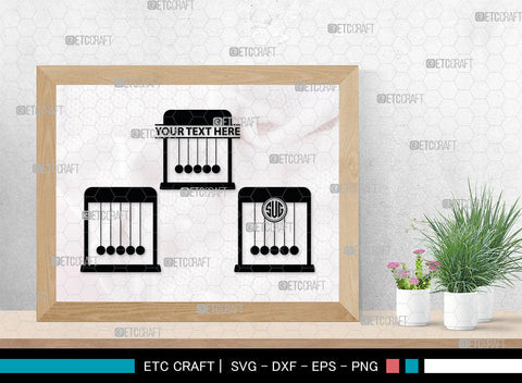 Newton Cradle Monogram, Newton Cradle Silhouette, Newton Cradle SVG, Cradle Svg, Newton Svg, Pendulum Balls, Cradle Ball Svg, SB00009 SVG ETC Craft