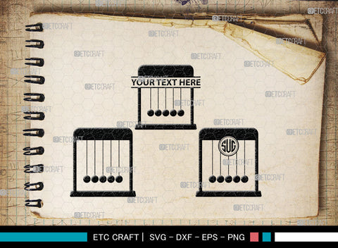 Newton Cradle Monogram, Newton Cradle Silhouette, Newton Cradle SVG, Cradle Svg, Newton Svg, Pendulum Balls, Cradle Ball Svg, SB00009 SVG ETC Craft