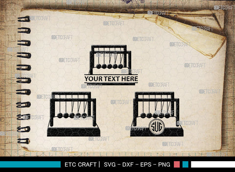 Newton Cradle Monogram, Newton Cradle Silhouette, Newton Cradle SVG, Cradle Svg, Newton Svg, Pendulum Balls, Cradle Ball Svg, SB00009 SVG ETC Craft