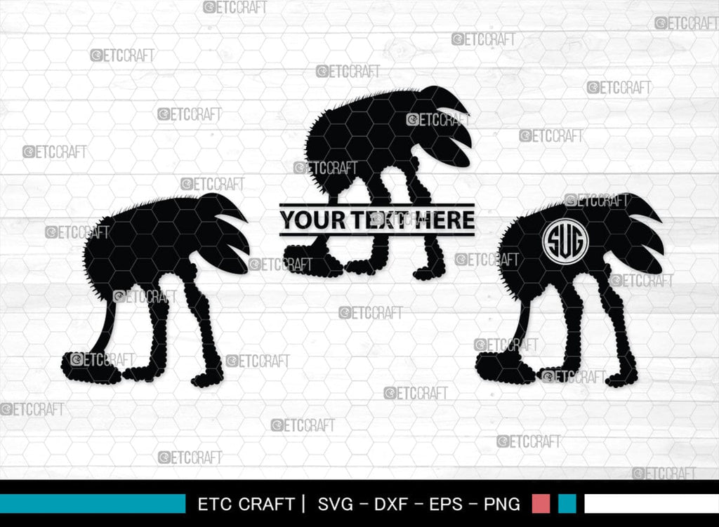 Ostrich Head in Sand Monogram, Ostrich Head in Sand Silhouette, Ostrich