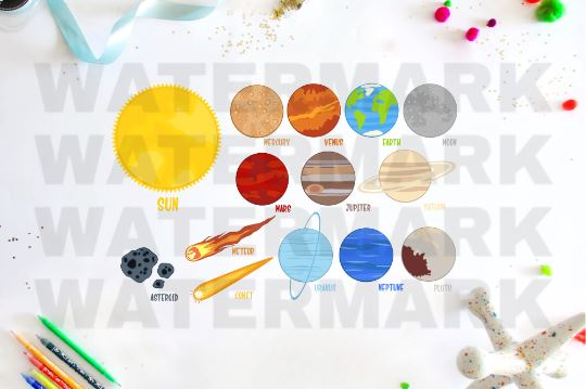 Outer Space Clipart Set, Planets Bundle, Solar System - So Fontsy