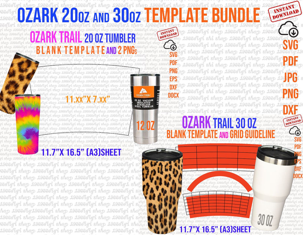 Ozark Trail 30oz Tumbler Template Sublimation for Silhouette and