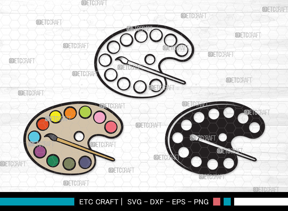 Paint Palette Clipart SVG, Paint Svg, Palette Svg, Paintbrush Svg ...