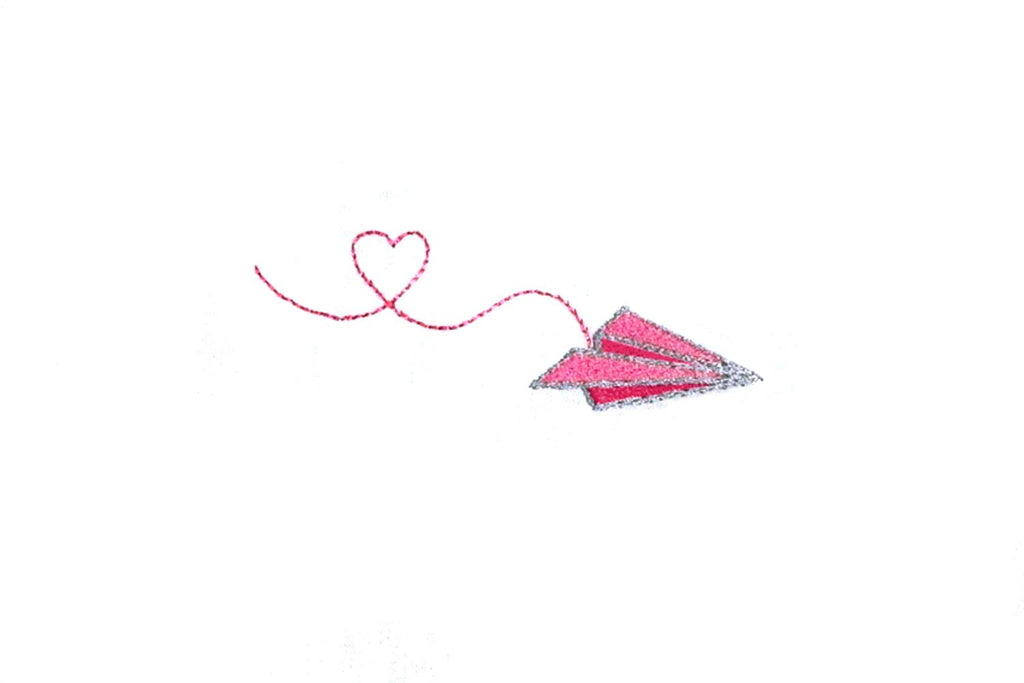 paper airplane drawing heart