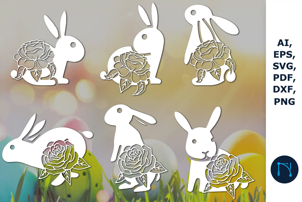 paper cut floral Easter bunny SVG bundle - So Fontsy