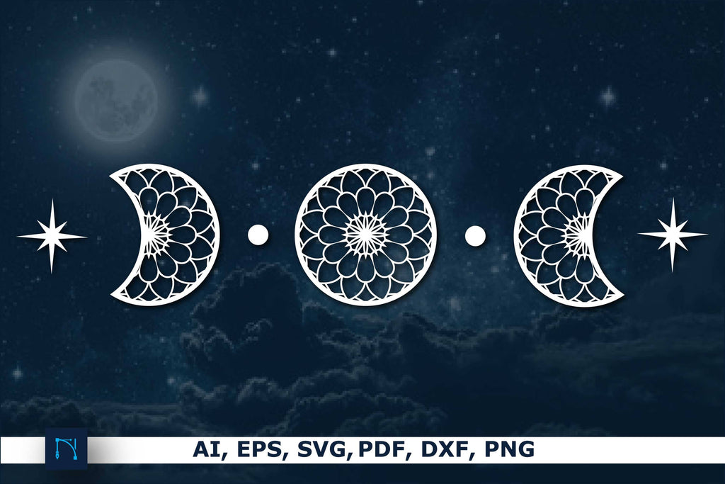 Paper cut Moon Phase Ornaments SVG - So Fontsy