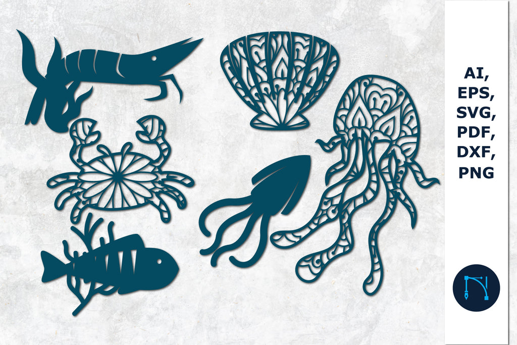 paper cut Ocean fish SVG bundle cut file - So Fontsy
