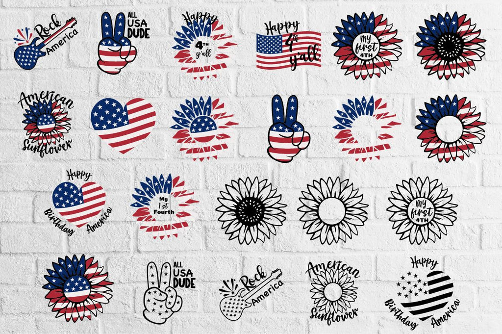 Patriotic Sunflower SVG, Patriotic Monogram