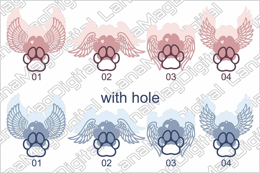 3D angel wings svg template, memorial layered paper svg