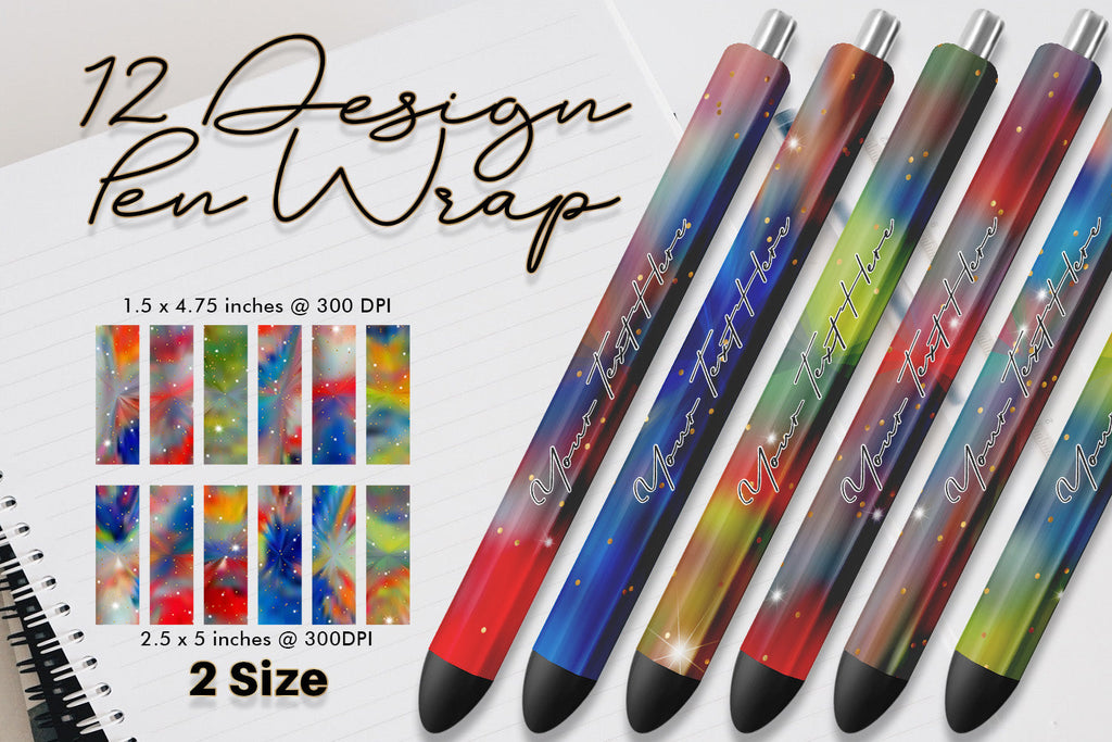 Pen Wraps Sublimation Burst texture gradient colorful sparkle