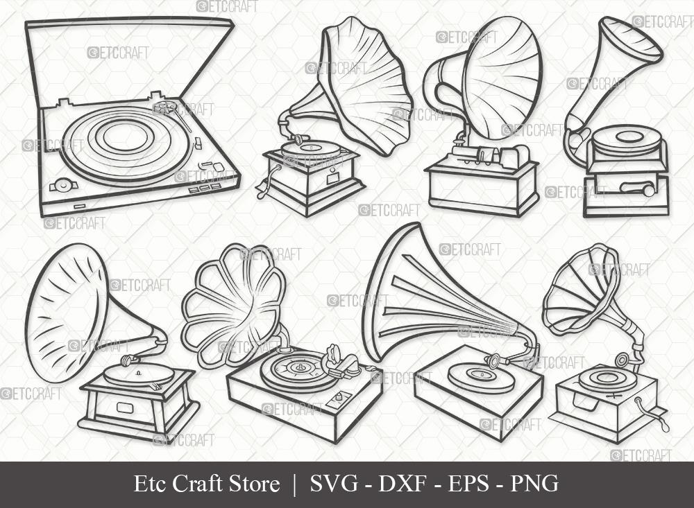 record player drawing outline